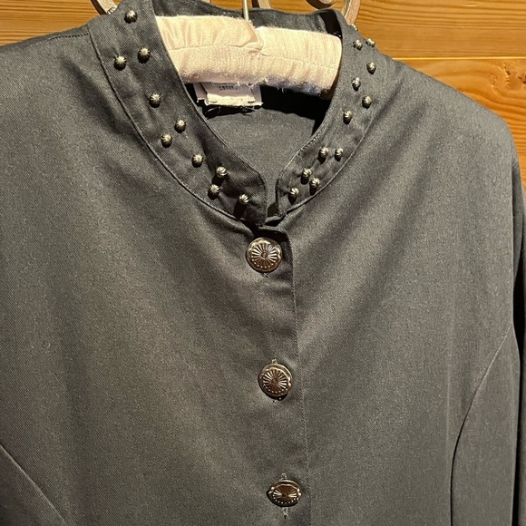 Vintage Western 100% Cotton Concho Embellished Duster Trench Jacket Dress Unisex - Picture 7 of 16